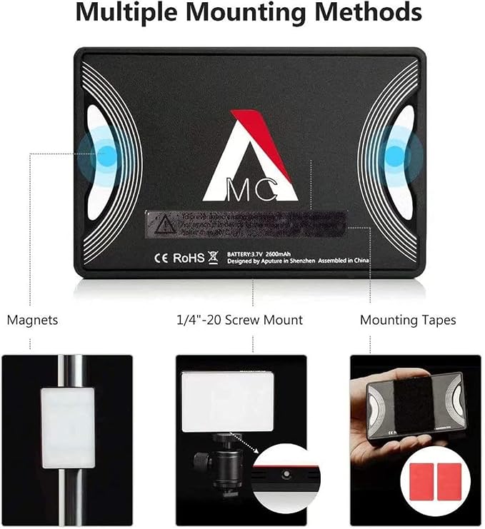 Aputure Amaran MC RGBWW Mini On Camera Video Light, 3200K-6500K, CRI/TLCI 96+ - Image 4