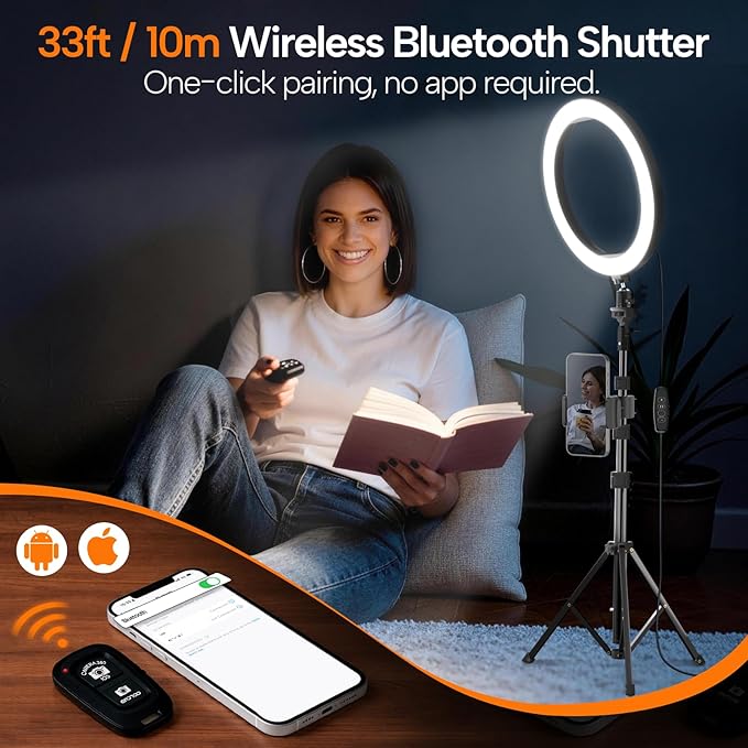 EMART 10" Ring Light with 55" Extendable Tripod Stands and Phone Holder - Image 6