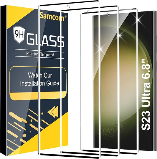 3 Pack Galaxy S23 Ultra Screen Protector, HD Clear Tempered Glass, Fingerprint by Unknown
