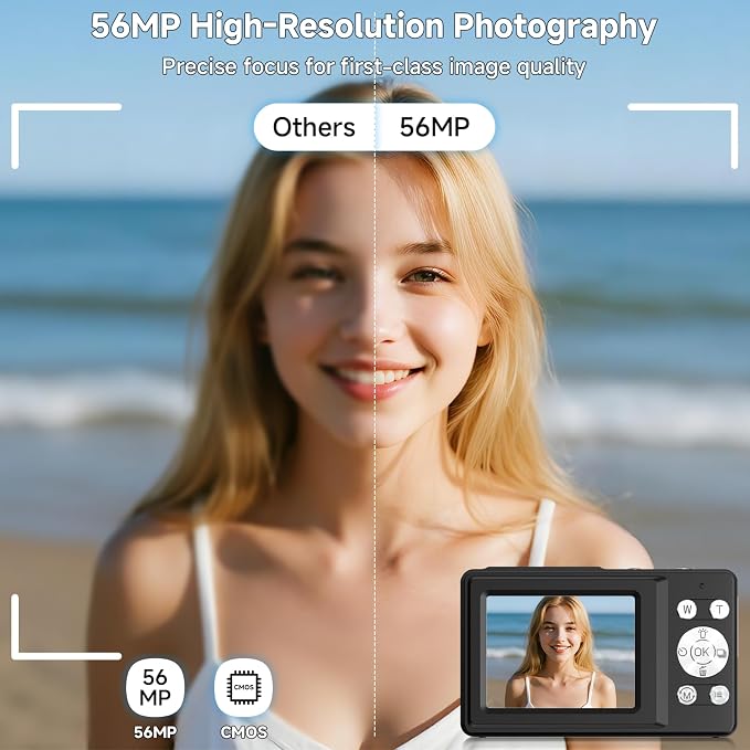 Digital Camera, 56MP 2.7K Dual-Screen Selfie Camera - Image 2
