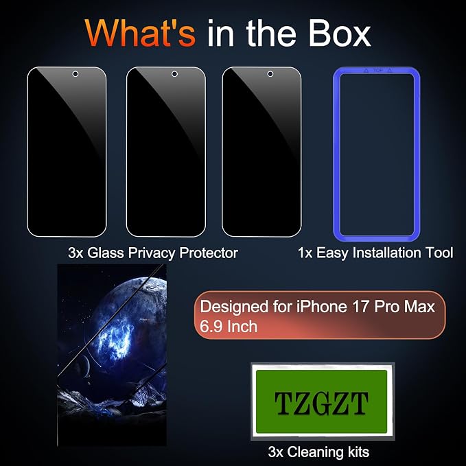 TZGZT 3 Pack Privacy Screen Protectors - Image 2