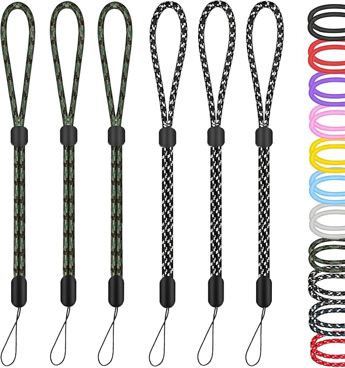 Hukado Hand Wrist Strap Lanyard, 6 Pack 8inch Adjustable Nylon Wristlet Straps by Hukado