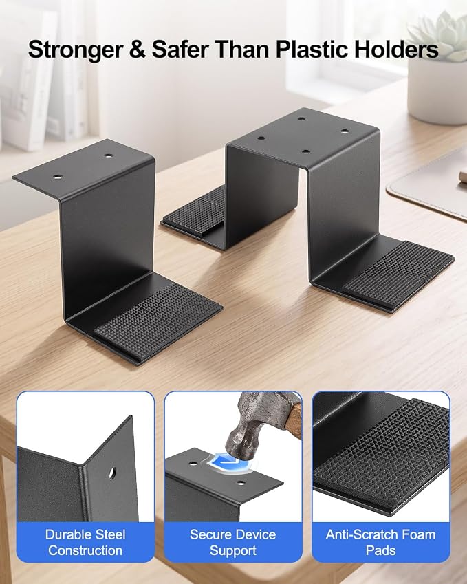Under Desk Laptop Twin Holder & Device Mount, Heavy Duty Metal Adhesive - Image 4