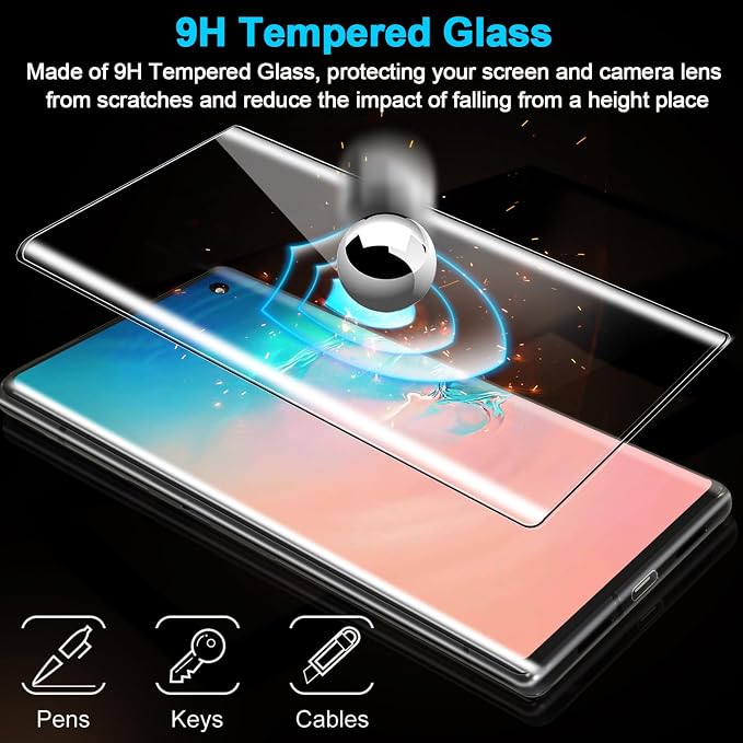 3 Pack Galaxy S10 Screen Protector, HD Clear Tempered Glass, Fingerprint Unlock - Image 4