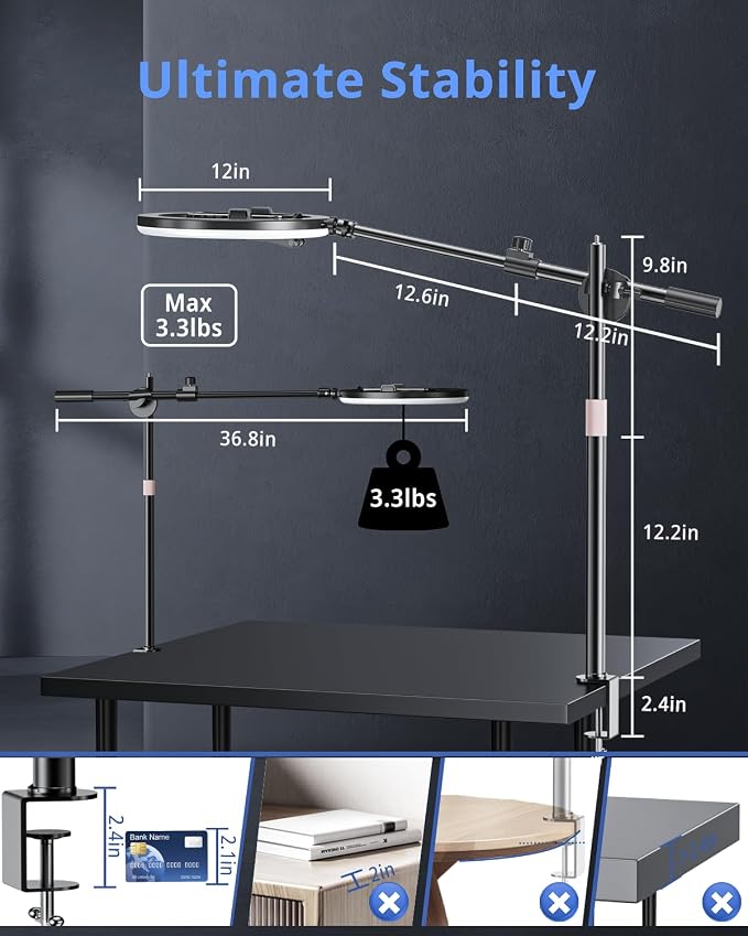 UBeesize 12" Ring Light with Overhead Phone Mount, LED Ring Light with Phone - Image 4
