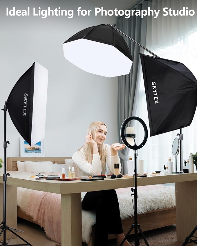 Skytex Softbox Lighting Kit 3Pack, 20x28in Soft Box | 135W 5500K E27 Bulb - Image 2