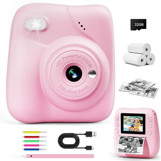 Kids Camera Instant Print, 1080P HD Kids Instant Camera by CAMCLID