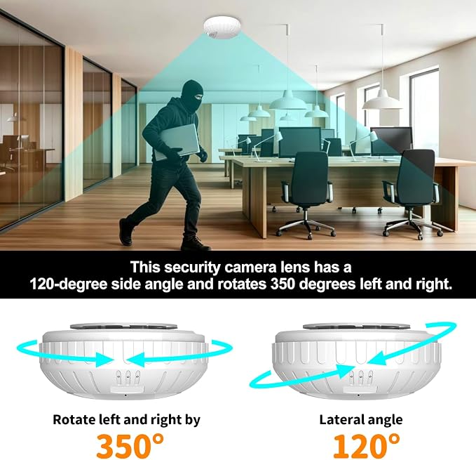 Hidden Camera Smoke 4K HD Rotatable Wireless WiFi Camera Detector Mini Security - Image 2