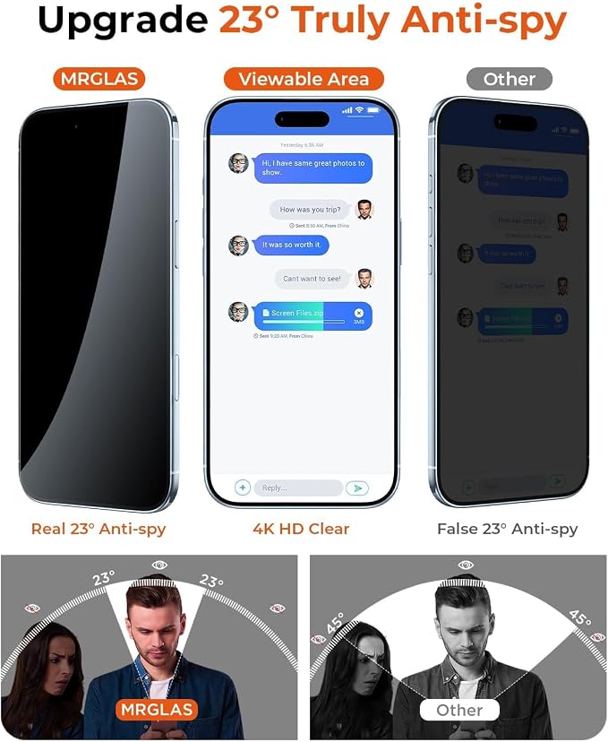 MRGLAS TOP 9H+ Glass 2+2 Packs for iPhone Air Privacy Screen Protector - Image 3