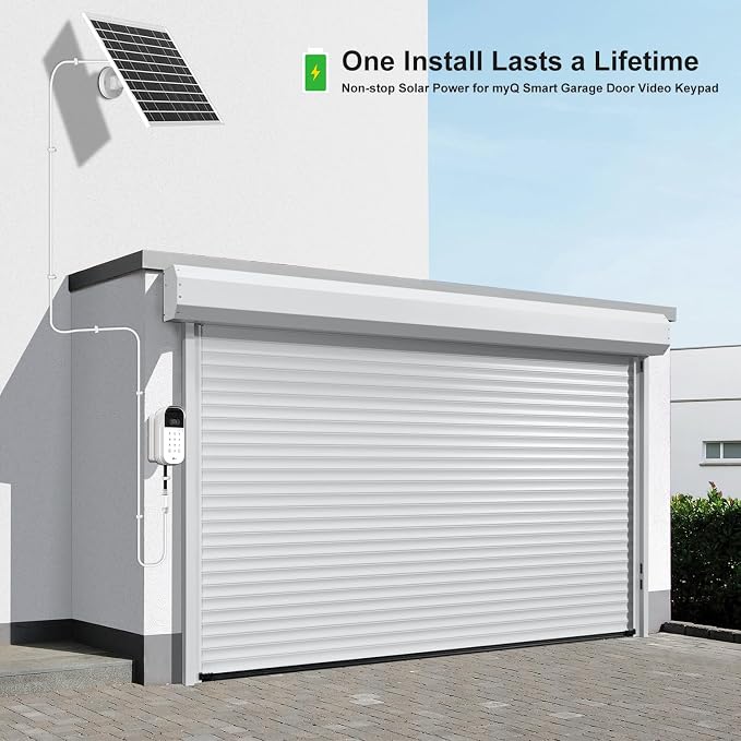 iTODOS 6W Solar Panel for myQ Smart Garage Door Video Keypad, 16.4Ft Outdoor - Image 3