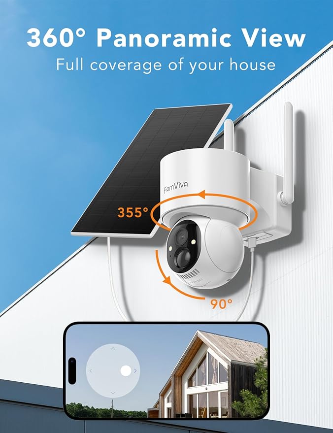 2K Solar Security Cameras Wireless Outdoor, 360°PTZ Battery Powered Cameras - Image 2
