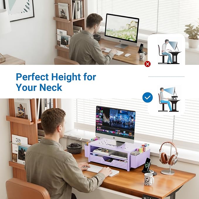 OPNICE Laptop Stand for Desk Organizer, Computer Monitor Stand Riser - Image 4