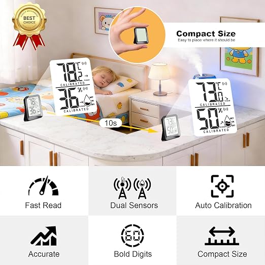Antonki 4 Pack Mini Room Thermometer Hygrometer Indoor Temperaure and Humidity - Image 3