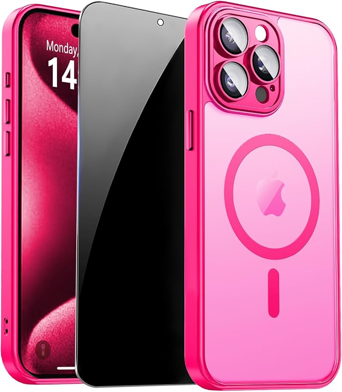 for iPhone 15 Pro Case with Privacy Screen Protector and Camera Protection by ZOZDOKG