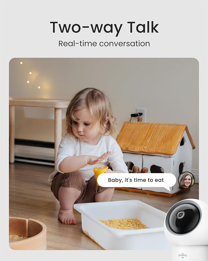 youkey 2.5K Indoor Camera, No Monthly Fees, 360° Dog/Pet Camera - Image 4