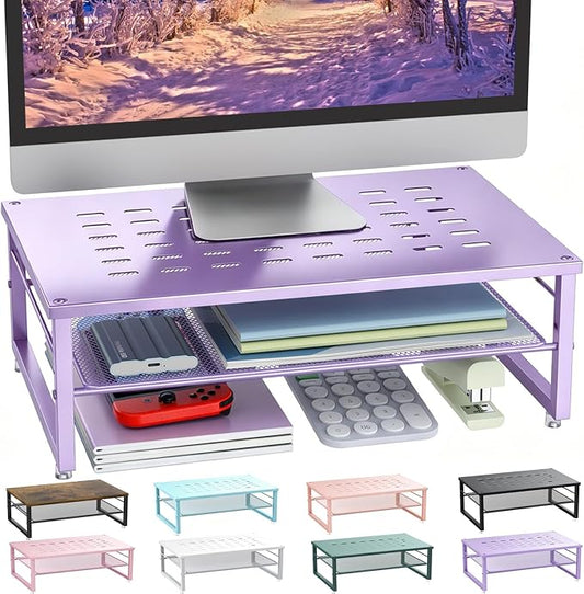 gianotter 2-Tier Metal Monitor Stand Riser, Office Desk Storage Organizer by gianotter
