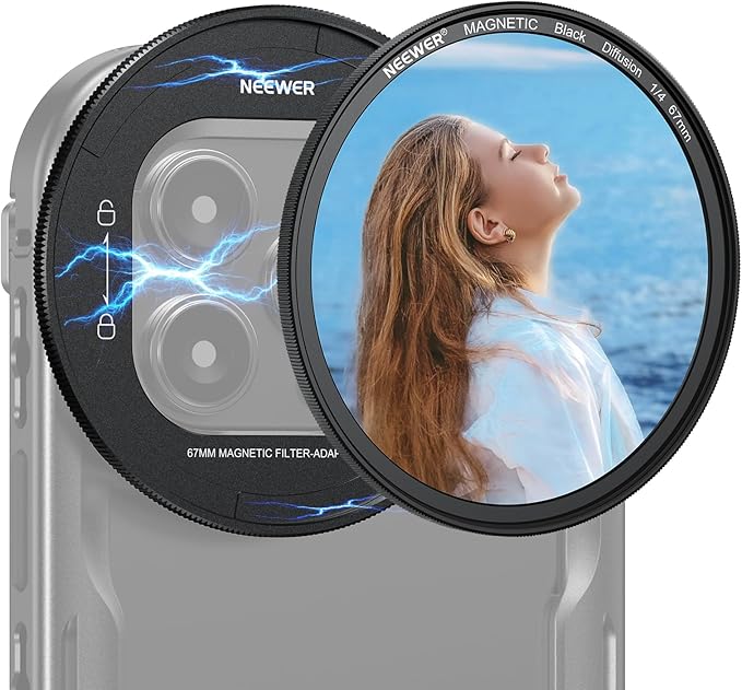 NEEWER 67mm Magnetic Black Diffusion 1/4 Filter Set, Compatible by Neewer