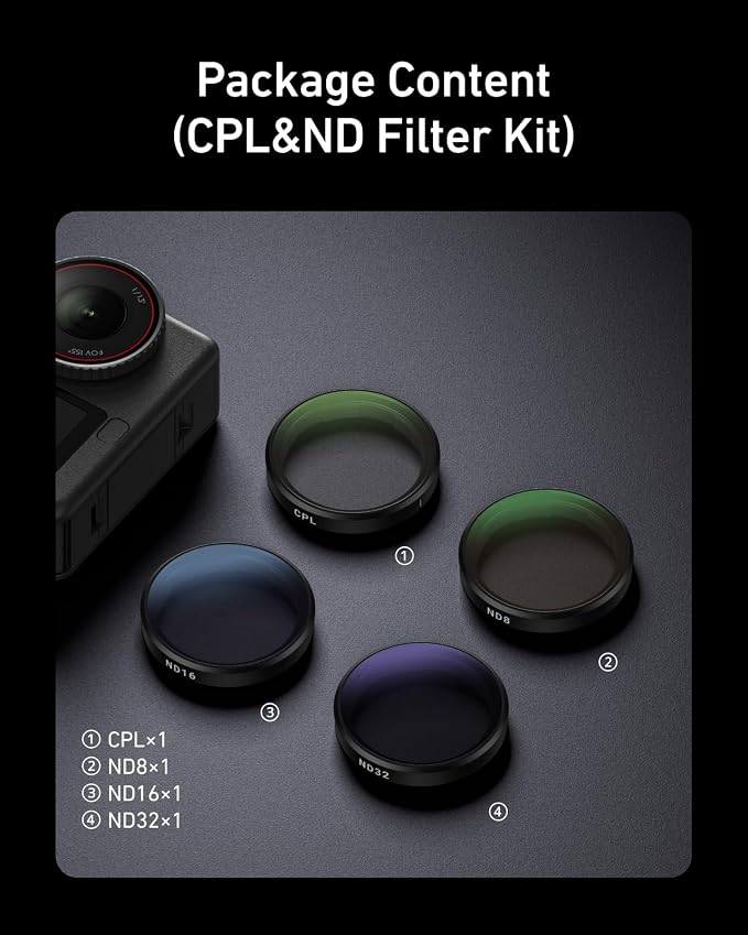 TELESIN CPL ND Filter Kit for DJI Osmo Action 6, 4 Pack CPL ND8 ND16 ND32 - Image 8