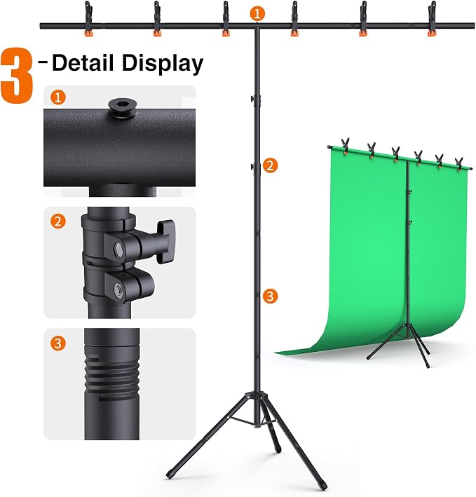 Forlogic Portable T-Shape Backdrop Stand Support Kit 8x7.2ft, Adjustable Photo - Image 4