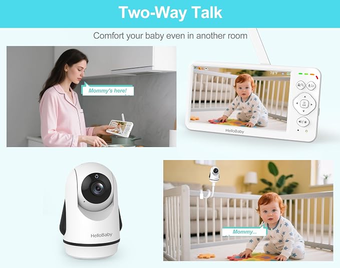HelloBaby Baby Monitor with Camera and Audio, No WiFi 30H Battery 4000mAh - Image 6