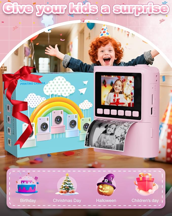 Instant Print Camera for Kids, 1080P Instant Digital Print Cameras for Toddler - Image 6