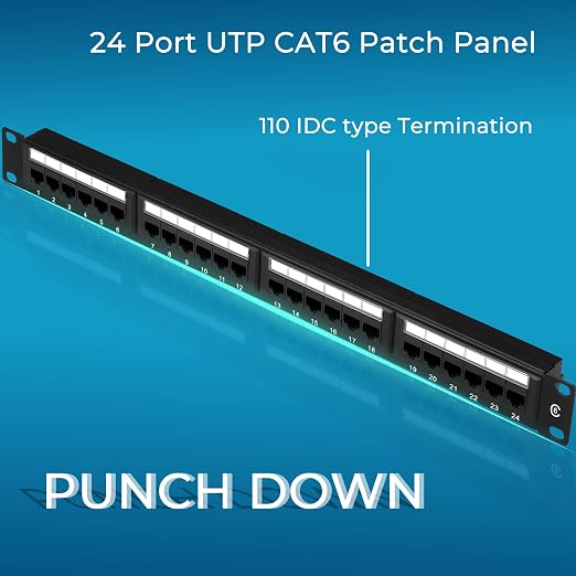 Rapink Patch Panel 24 Port Cat6 10G Support, Network Panel UTP 19-Inch - Image 6