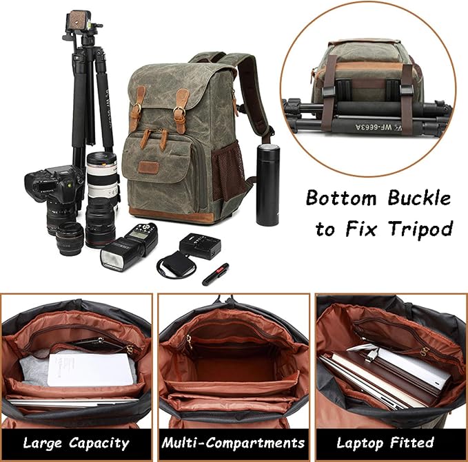 UBAYMAX Camera Backpack, DSLR SLR Waterproof Canvas Camera Bags Rucksack 15.6 - Image 3