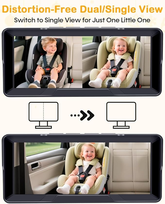 1080P Dual Baby Car Camera: 6.8" Night Vision Monitor 2-Kids from Head to Toe - Image 4