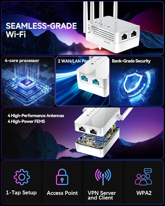 2026 WiFi Extender Signal Booster, Longest Range up to 15000 sq.ft - Image 9