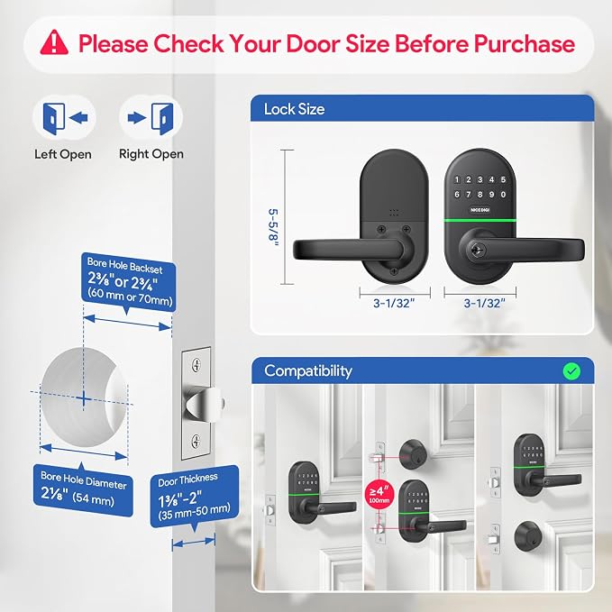 Keypad Door Lock with Handle: Keyless Entry Smart Lock - Image 7