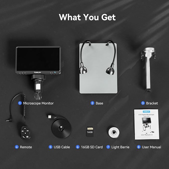 TOMLOV DM9 7" Digital Microscope: 1080P 1200X Coin Microscope Magnifier - Image 8