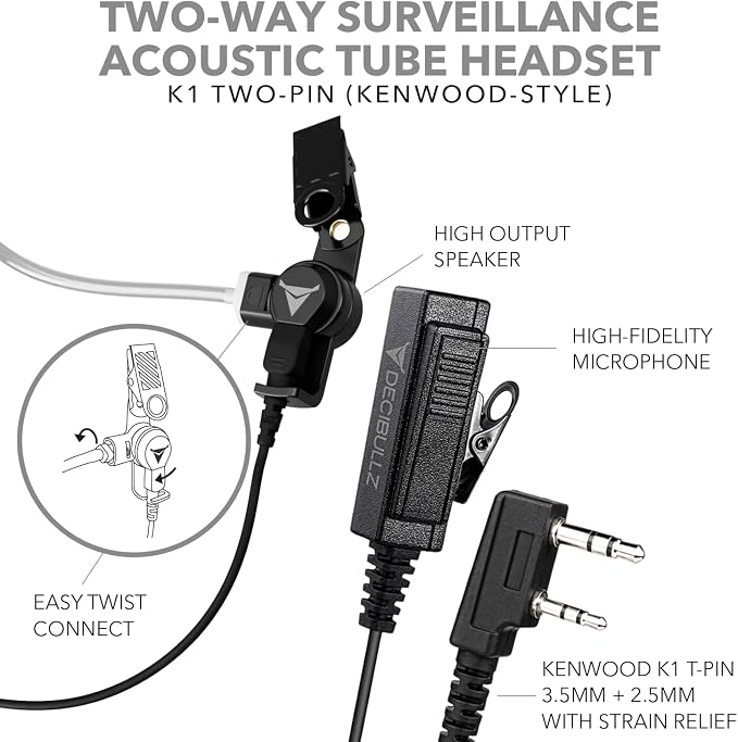 Decibullz 2-Way Surveillance Acoustic Tube Headset, K1 Earpiece Audio Set - Image 3