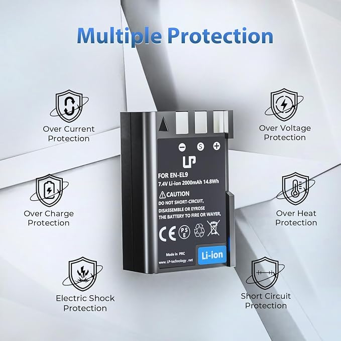 LP EN-EL9 EN EL9a Battery, 2000mAh Replacement Battery Compatible - Image 3