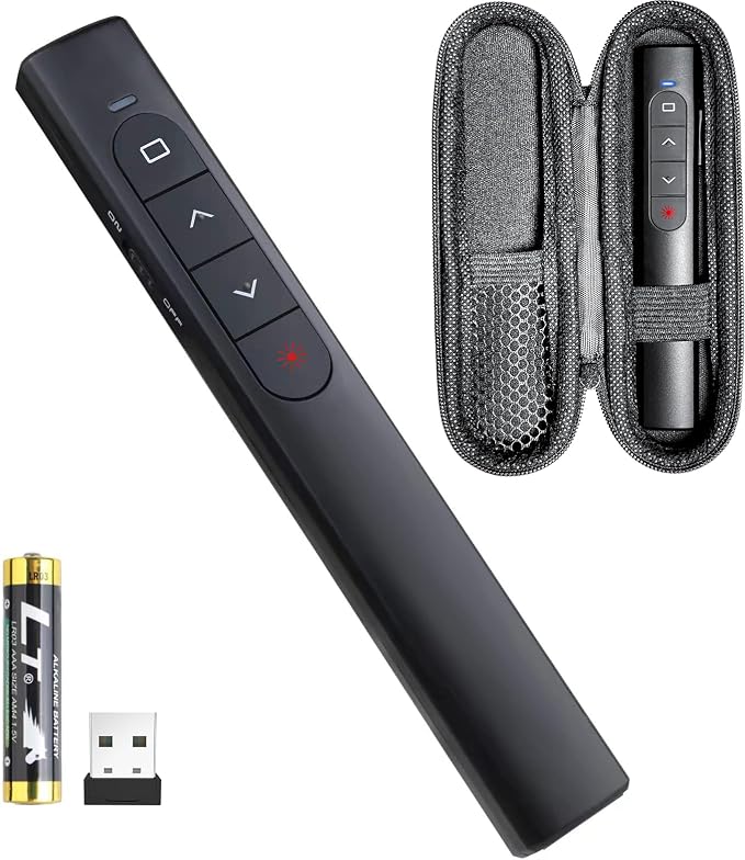 Presentation Clicker with Case, Wireless Presenter Remote with Laser Pointer by UBUYONE%C2%AE