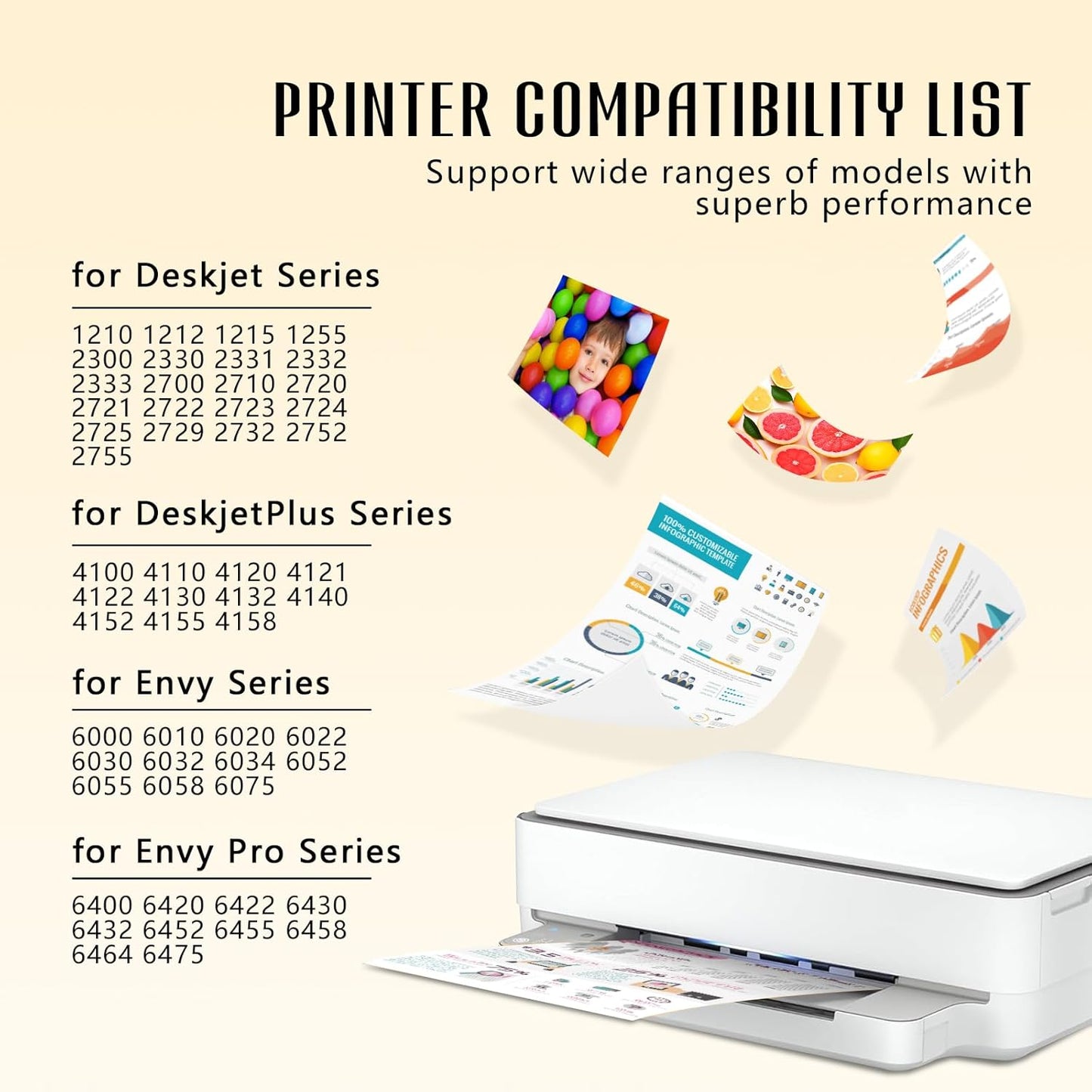 Printer Ink 67XL 67 Black 67XLBlack 2755e Ink Cartridges Replacement for HP Ink 67 67XL HP67 Black Ink Cartridge for HP Printers Fit for Deskjet 2700 2752 2755e 2755 4152 4155 Envy 6000 6055 6058 6075