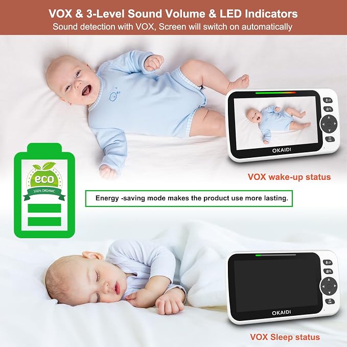 OKAIDI Video Baby Monitor with Camera and Audio, 30H Battery and 1000ft Range - Image 8