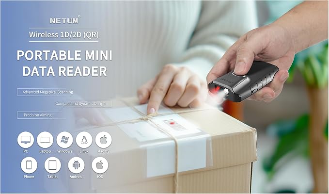 NETUM Bluetooth 2D Barcode Scanner, 3-in-1 Small Portable QR Bar Code Reader - Image 8