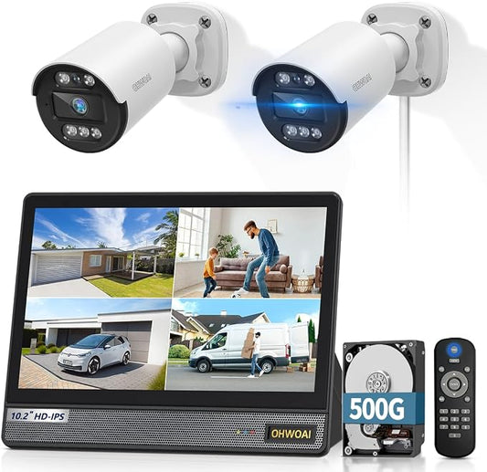 《All-in-One DVR & 80FT Night Vision》Outdoor Wired Security Camera System by OHWOAI