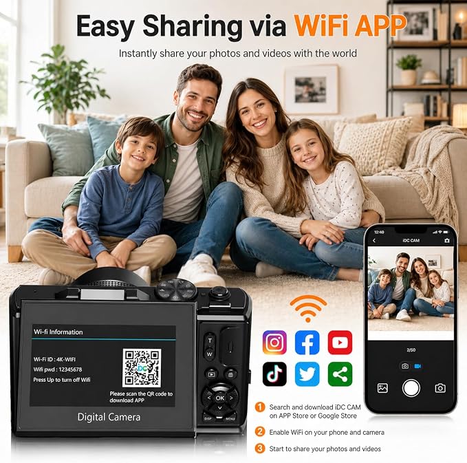 4K Digital Camera for Photography, 64MP Vlogging Camera for YouTube - Image 6
