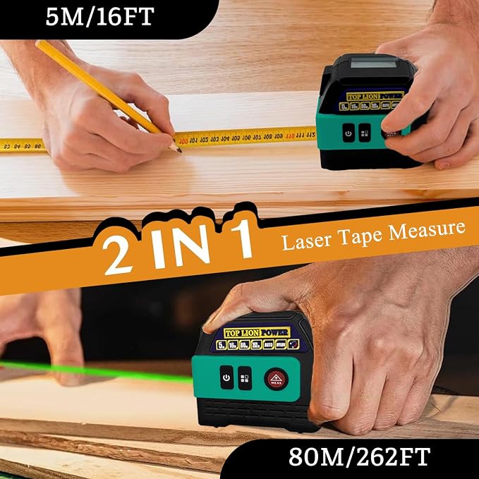 2 in 1 262ft Green Laser Tape Measure - Image 5