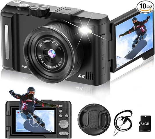 Digital Camera 4K for Photography, 50MP Vlogging Camera for YouTube Video by MINIBEAR