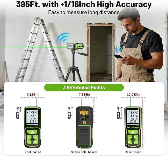 Huepar 395FT Bluetooth Green Laser Measuring Tool - Image 2
