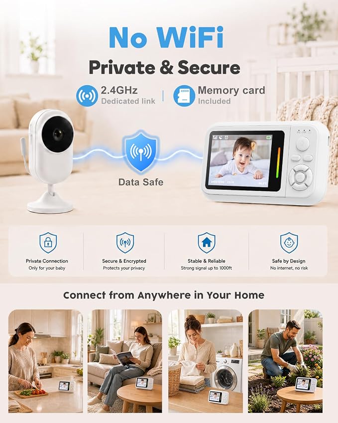 Baby Monitor with Camera and Audio, 2.8" Screen No WiFi Baby Monitor - Image 6