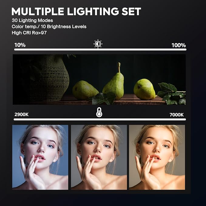 2-Pack Photography Lighting Kit, NiceVeedi 25W LED Video Light Kit, 2900-7000K - Image 4