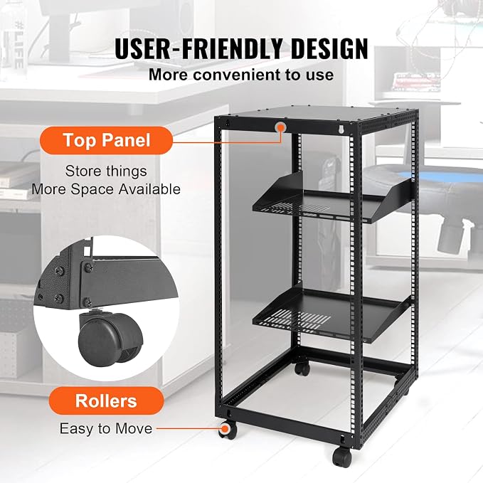 VEVOR 20U Open Frame Server Rack, Free Standing or Wall Mount Network Server - Image 5