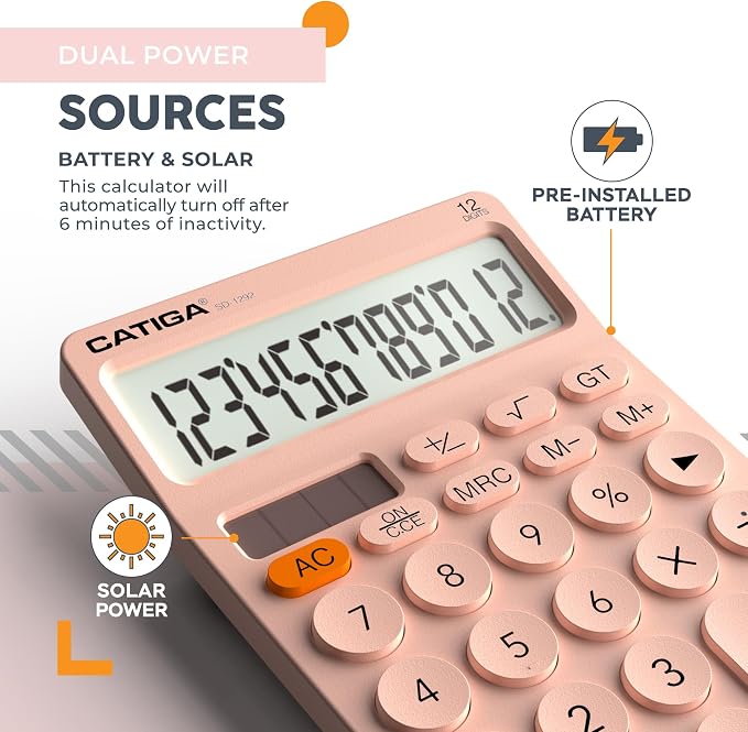 CATIGA 12 Digit Desktop Calculator Basic Desk Calculator - Image 4