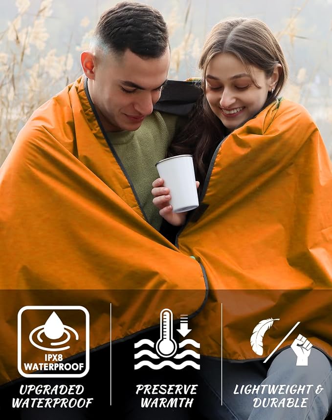 DUKUSEEK Hooded Outdoor Blanket, Extra Large Waterproof Camping Blanket - Image 3