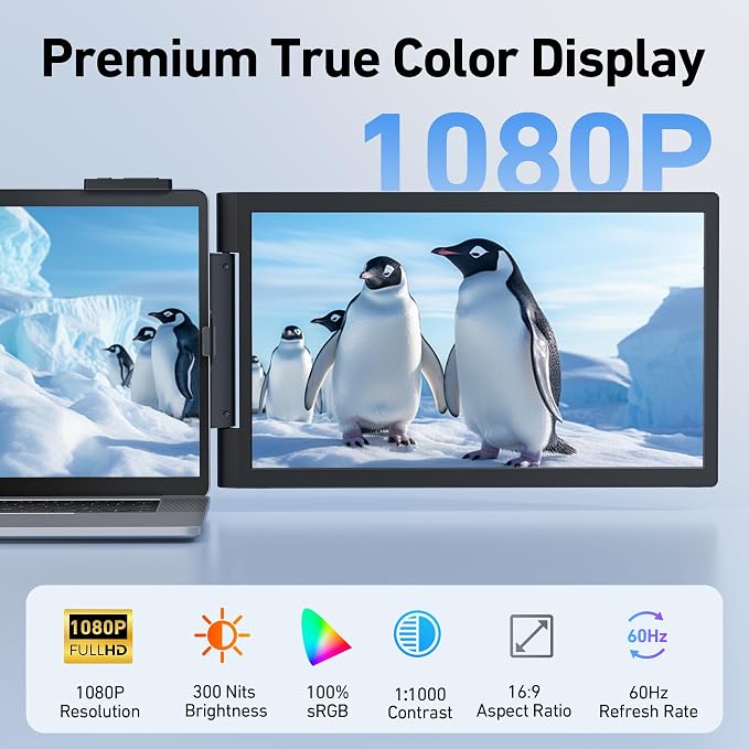 Laptop Screen Extender, 14’’ FHD 1080P Triple Portable Monitor - Image 3