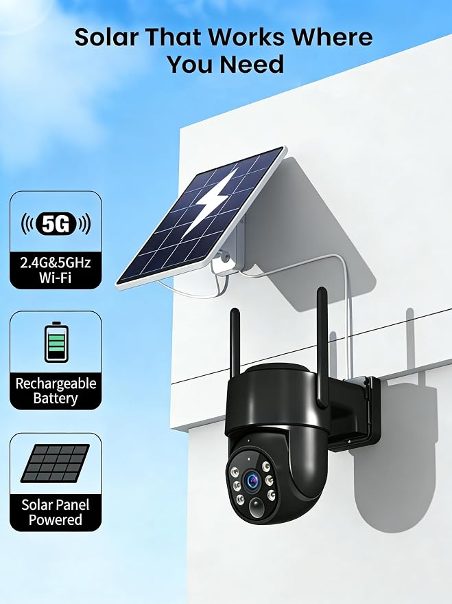 2K Security Cameras Wireless Outdoor, 5GHz WiFi Solar Camera Outdoor Wireless - Image 2
