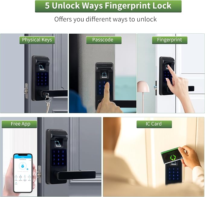 Smart Door Lock, Heavy Duty 5 in 1 Keyless Entry Door Lock, Full App Control - Image 5